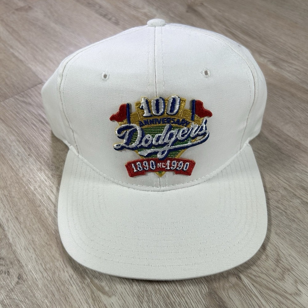 VTG New Era Pro 1990 Los Angeles Dodgers Snapback Hat  MLB Baseball White Cap